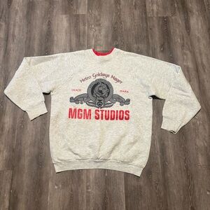 Vintage Metro Goldwyn Mayer Sweatshirt Crewneck Adult L Gray MGM Branded Lion